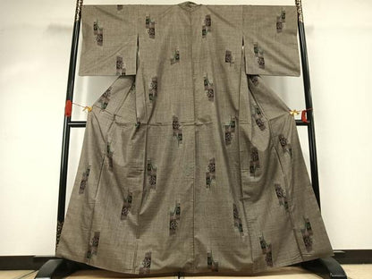 平和屋着物●本場大島紬　9マルキ　草花文　正絹　逸品　AABK1162fy