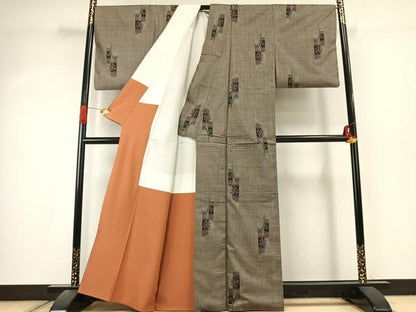 平和屋着物●本場大島紬　9マルキ　草花文　正絹　逸品　AABK1162fy