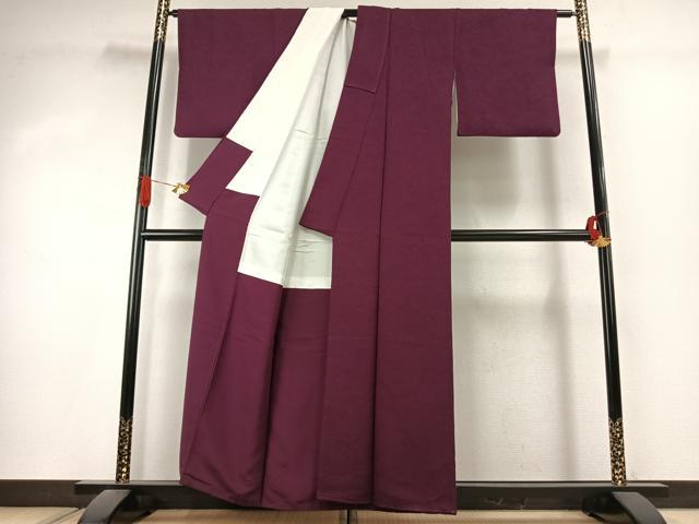 平和屋着物●銀座　志ま亀　色無地　吉祥地紋　暗紅色　たとう紙付き　正絹　逸品　AABK1164fy
