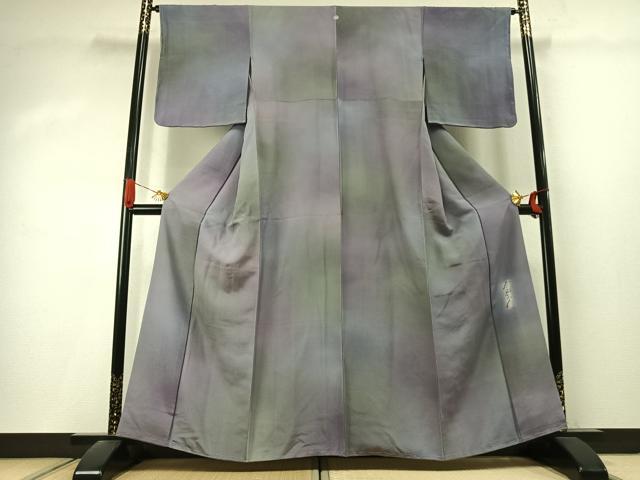 平和屋着物●染色作家　斉藤三才　小紋　霞文　暈し染め　正絹　逸品　未使用　AABK1165fy