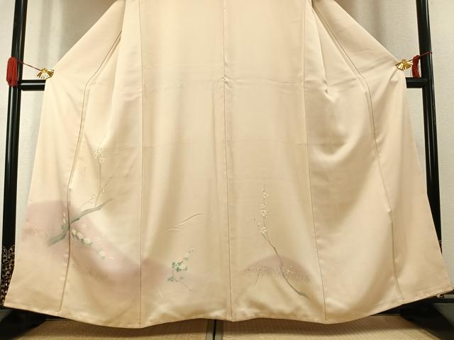 平和屋着物●訪問着　手描き　枝花文　暈し染め　銀彩　正絹　逸品　AABK1168fy