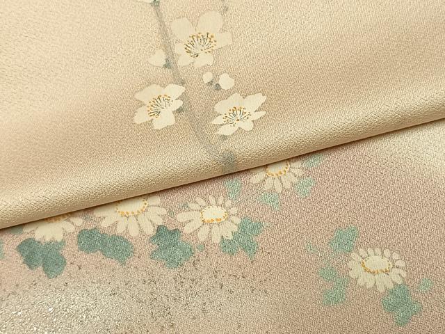 平和屋着物●訪問着　手描き　枝花文　暈し染め　銀彩　正絹　逸品　AABK1168fy