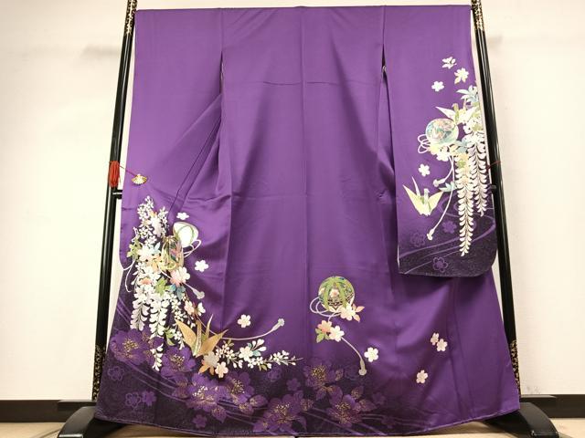 平和屋着物●豪華振袖　折鶴　毬　花蝶文　金銀彩　正絹　逸品　未使用　AABK1169fy