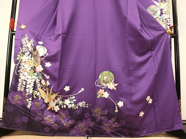 平和屋着物●豪華振袖　折鶴　毬　花蝶文　金銀彩　正絹　逸品　未使用　AABK1169fy