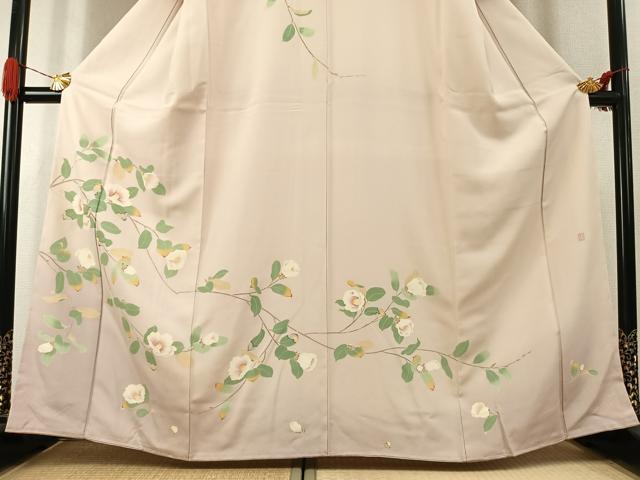 平和屋着物●訪問着　友禅　作家物　枝花文　暈し染め　正絹　逸品　AABK1170fy