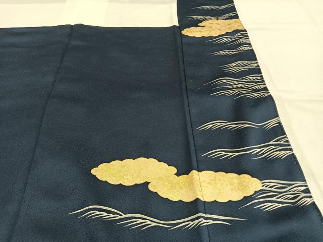 平和屋着物●訪問着　駒刺繍　扇面枝松文　金彩　正絹　逸品　AABK1171fy