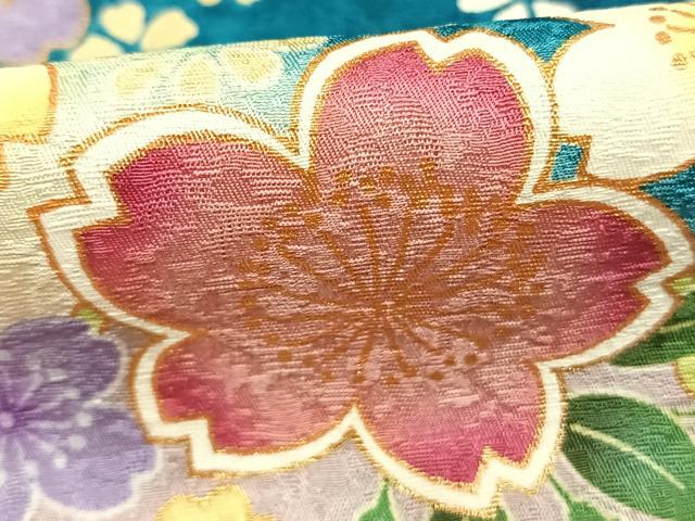平和屋着物●豪華振袖　地紙雪輪花文　暈し染め　金彩　京都きもの友禅扱い　正絹　逸品　AABK1172fy
