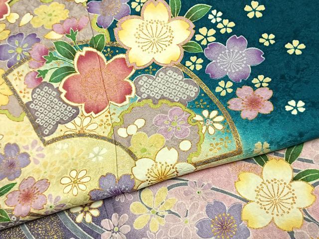 平和屋着物●豪華振袖　地紙雪輪花文　暈し染め　金彩　京都きもの友禅扱い　正絹　逸品　AABK1172fy