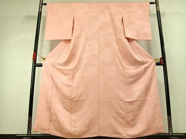 平和屋着物●上質な色無地　薔薇地紋　一斤染色　正絹　逸品　AABK1174fy