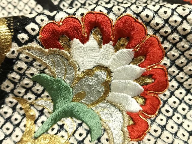 平和屋着物●豪華振袖　総絞り　駒刺繍　花唐草文　金糸　金銀彩　正絹　逸品　AABK1175fy