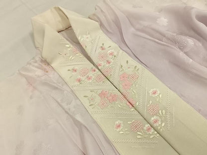 平和屋着物●振袖用長襦袢　無双仕立て　舞桜地紋　暈し染め　金彩　京都きもの友禅扱い　半衿刺繍　正絹　逸品　未使用　AABK1177fy