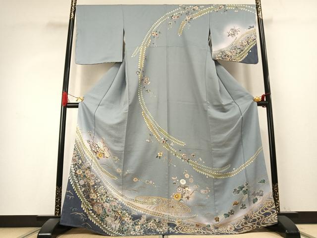 平和屋着物●訪問着　辻が花　花鳥文　暈し染め　金銀彩　正絹　逸品　未使用　AABK1179fy