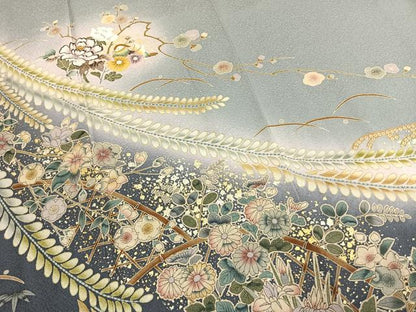 平和屋着物●訪問着　辻が花　花鳥文　暈し染め　金銀彩　正絹　逸品　未使用　AABK1179fy