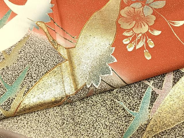 平和屋着物●豪華振袖　駒刺繍　花鳥文　暈し染め　金銀彩　金通し地　正絹　逸品　AABK1180fy