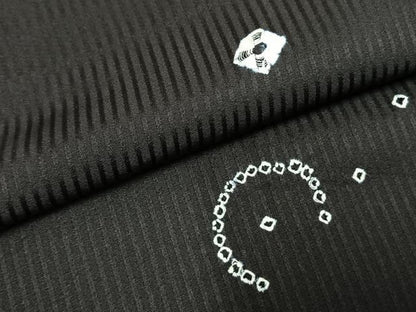 平和屋着物●上質な小紋　絞り　幾何学文様　黒地　正絹　逸品　AABK1183fy
