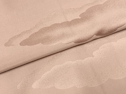 平和屋着物●上質な色無地　雲取り地紋　薄柿色　正絹　逸品　AABK1184fy