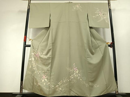 平和屋着物●訪問着　枝花文　金彩　正絹　逸品　AABK1188fy