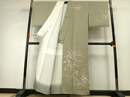 平和屋着物●訪問着　枝花文　金彩　正絹　逸品　AABK1188fy