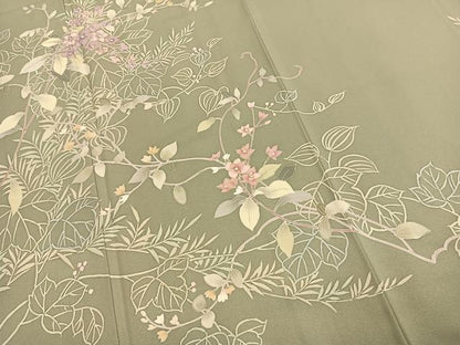 平和屋着物●訪問着　枝花文　金彩　正絹　逸品　AABK1188fy