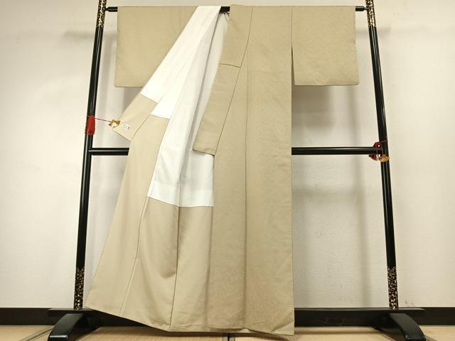 平和屋着物●洗える最高級着物　＜英＞はなぶさ謹製　色無地　花唐草地紋　蒸栗色　洗える着物　AABK1189fy