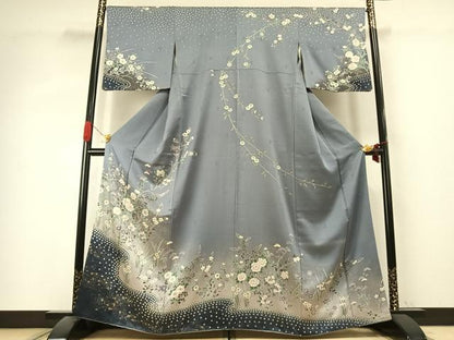 平和屋着物●訪問着　草花文　暈し染め　金彩　正絹　逸品　AABK1191fy