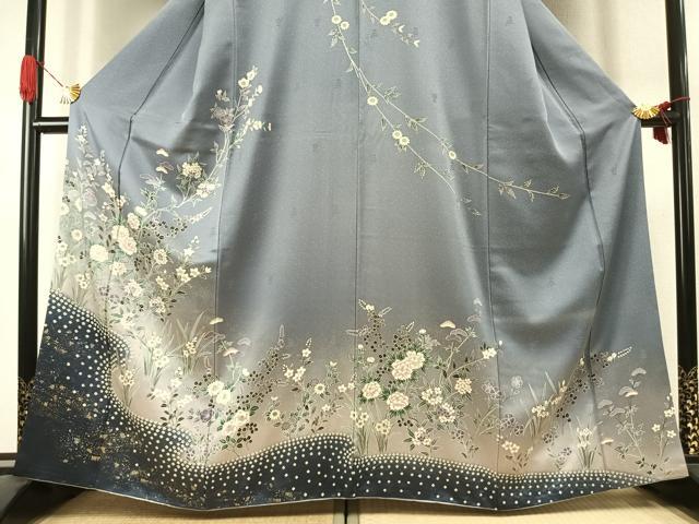 平和屋着物●訪問着　草花文　暈し染め　金彩　正絹　逸品　AABK1191fy