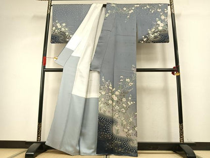 平和屋着物●訪問着　草花文　暈し染め　金彩　正絹　逸品　AABK1191fy