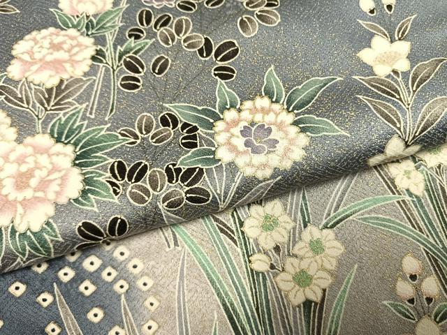 平和屋着物●訪問着　草花文　暈し染め　金彩　正絹　逸品　AABK1191fy
