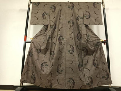 平和屋着物●本場大島紬　9マルキ　枝花文　正絹　逸品　AABK1192fy