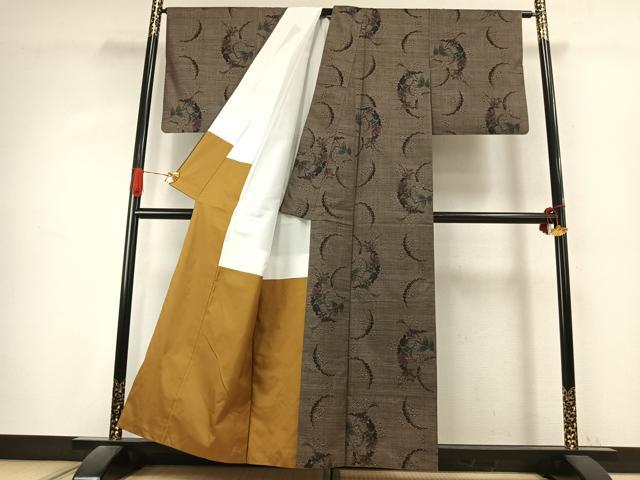 平和屋着物●本場大島紬　9マルキ　枝花文　正絹　逸品　AABK1192fy