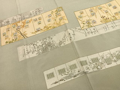 平和屋着物●松尾光琳　色留袖　駒刺繍　百人一首　金銀彩　鬼しぼ縮緬　正絹　逸品　AABK1194fy