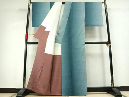 平和屋着物●上質な紬　霞文　正絹　逸品　AABK1201fy