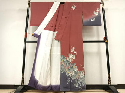 平和屋着物●皇室デザイナー　中村乃武夫　訪問着　南天文　暈し染め　金彩　正絹　逸品　AABK1203fy