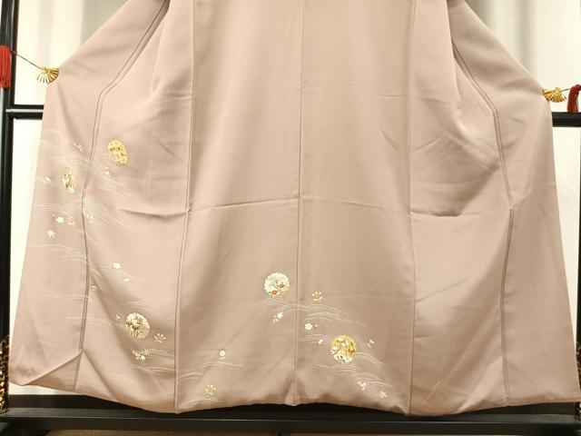 平和屋着物●訪問着　駒刺繍　雪輪花文　金彩　正絹　逸品　AABK1204fy
