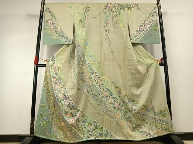 平和屋着物●訪問着　辻が花　金彩　正絹　逸品　AABK1205fy