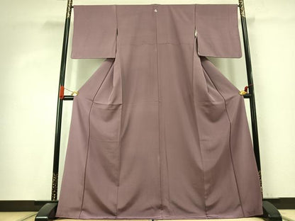 平和屋着物●上質な色無地　梅鼠色　正絹　逸品　AABK1208fy