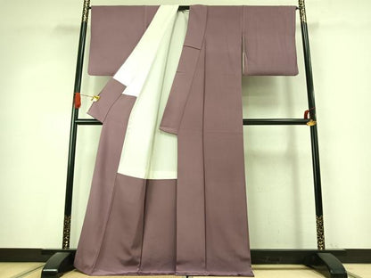 平和屋着物●上質な色無地　梅鼠色　正絹　逸品　AABK1208fy