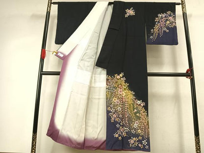 平和屋着物●越後十日町の一流染匠　桐屋・翠山工房　訪問着　絞り　辻が花　暈し染め　金彩　やまと誂製　正絹　逸品　AABK1214fy