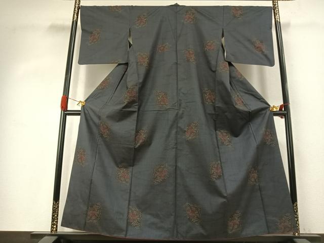 平和屋着物●本場大島紬　7マルキ　草花文　正絹　逸品　AABK1215fy