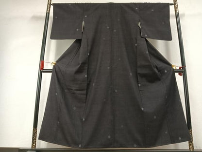 平和屋着物●結城紬　80亀甲　飛び亀甲柄　丸文　正絹　逸品　AABK1217fy
