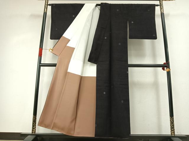 平和屋着物●結城紬　80亀甲　飛び亀甲柄　丸文　正絹　逸品　AABK1217fy