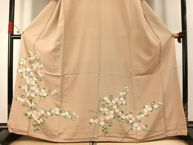 平和屋着物●訪問着　友禅　草花文　正絹　逸品　AABK1218fy