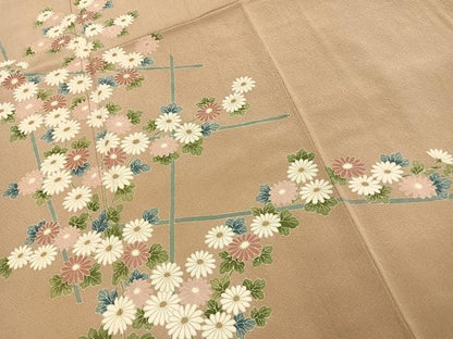 平和屋着物●訪問着　友禅　草花文　正絹　逸品　AABK1218fy