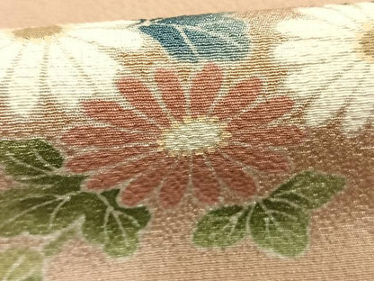 平和屋着物●訪問着　友禅　草花文　正絹　逸品　AABK1218fy