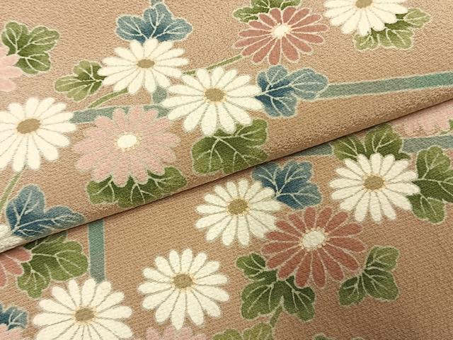平和屋着物●訪問着　友禅　草花文　正絹　逸品　AABK1218fy