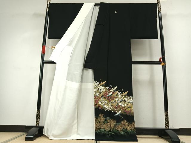 平和屋着物●豪華黒留袖　作家物　飛鳥枝梅文　金銀彩　正絹　逸品　AABK1220fy