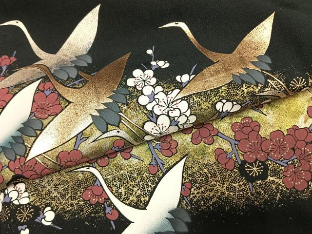 平和屋着物●豪華黒留袖　作家物　飛鳥枝梅文　金銀彩　正絹　逸品　AABK1220fy