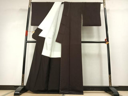 平和屋着物●上質な色無地　赤墨色　正絹　逸品　未使用　AABK1221fy