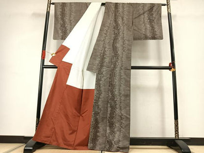 平和屋着物●本場大島紬　9マルキ　枝花文　正絹　逸品　未使用　AABK1222fy