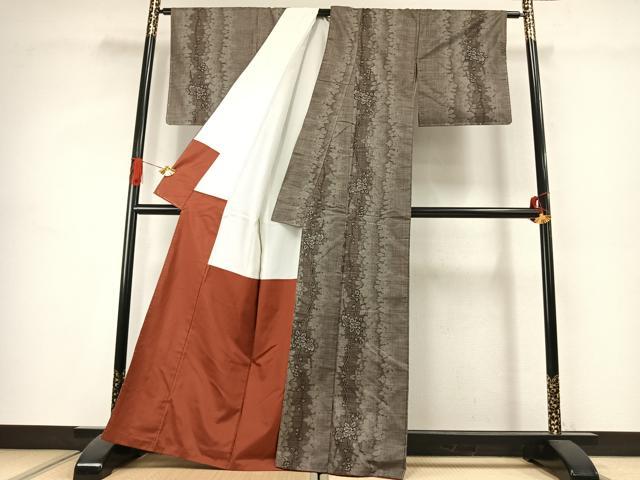 平和屋着物●本場大島紬　9マルキ　枝花文　正絹　逸品　未使用　AABK1222fy